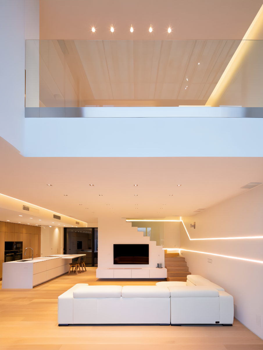 A luxurious double height modern living room