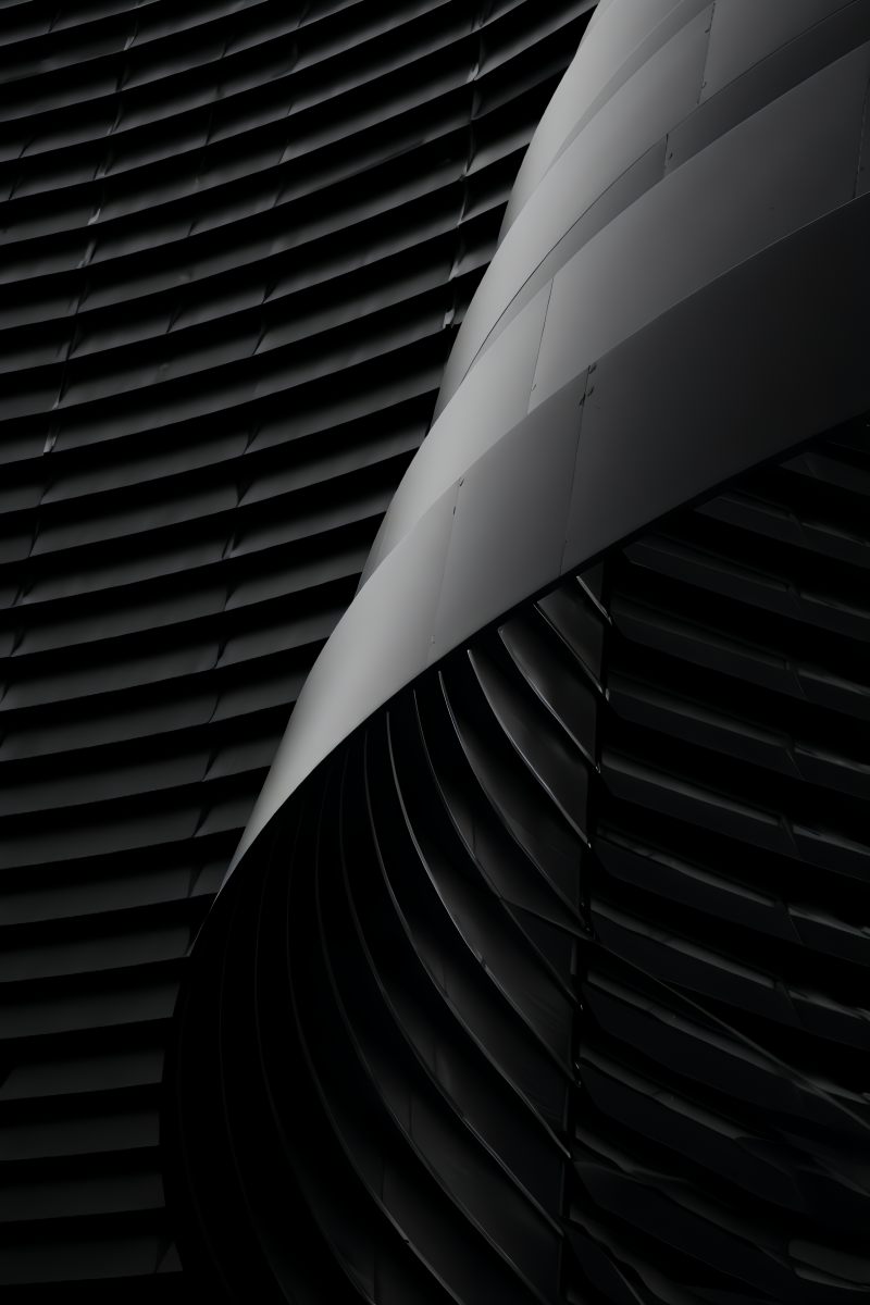 black, black and white, monochrome, abstract, curve, sculpture, spiral, ridges