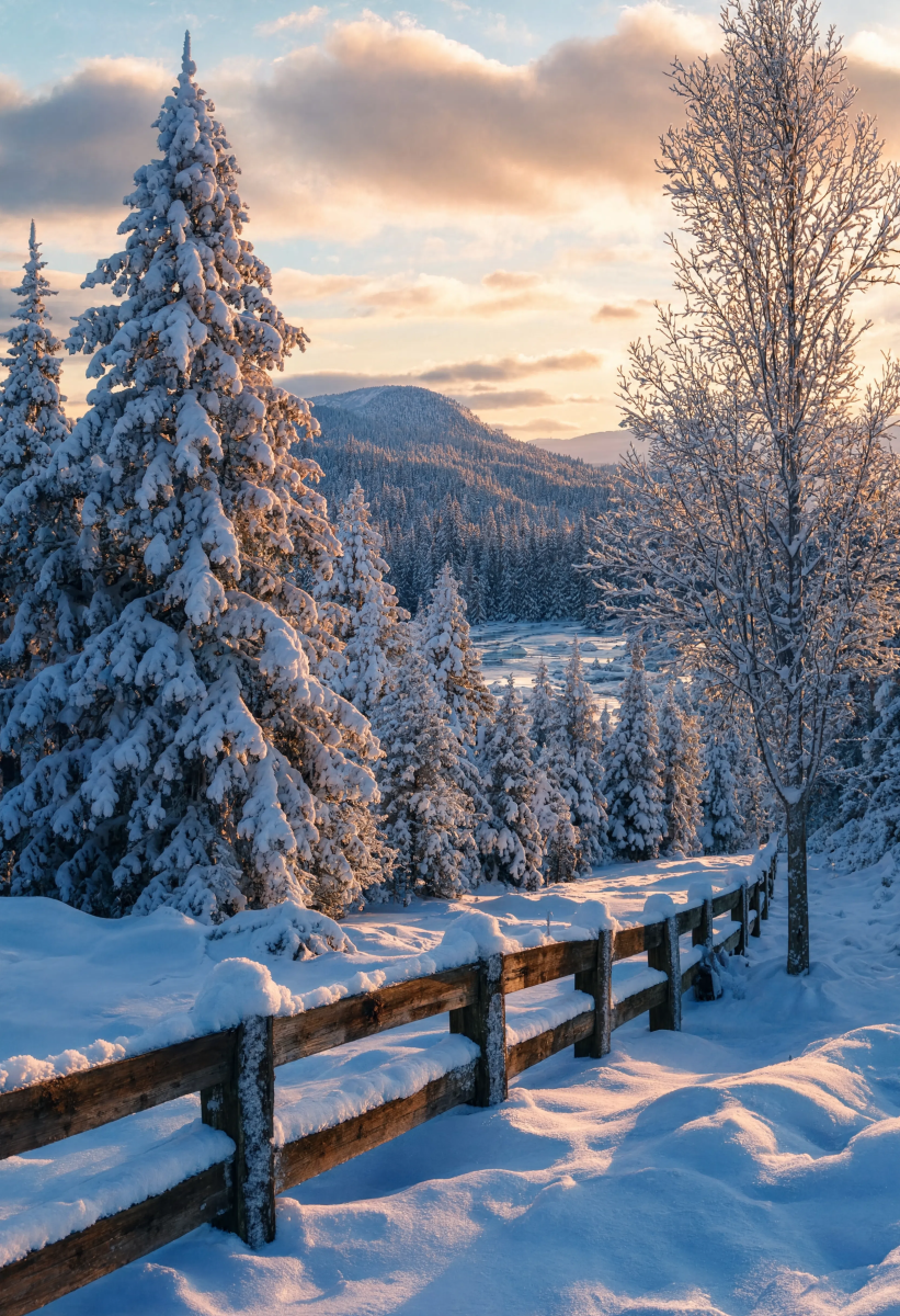 Winter Landscape Fence