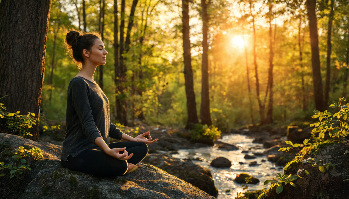 Forest Meditation At Golden Hour