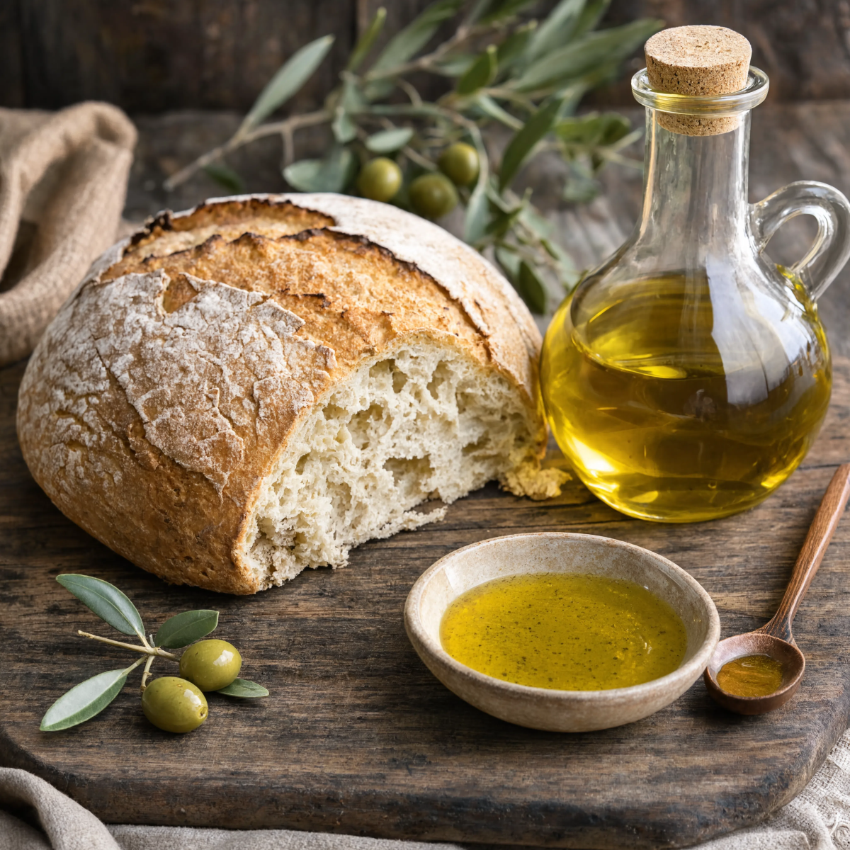Rustic bread olive oil