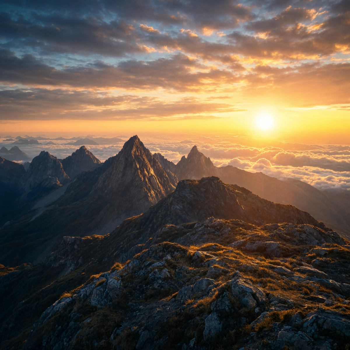 Golden sunrise peaks