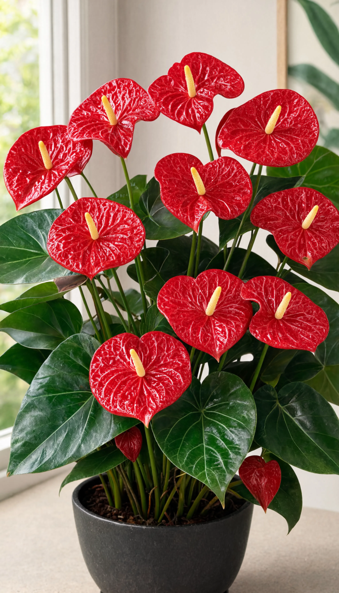 Red Anthurium In Bloom