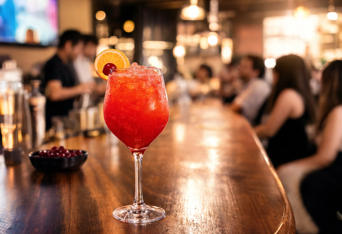 Red Cocktail At Bar