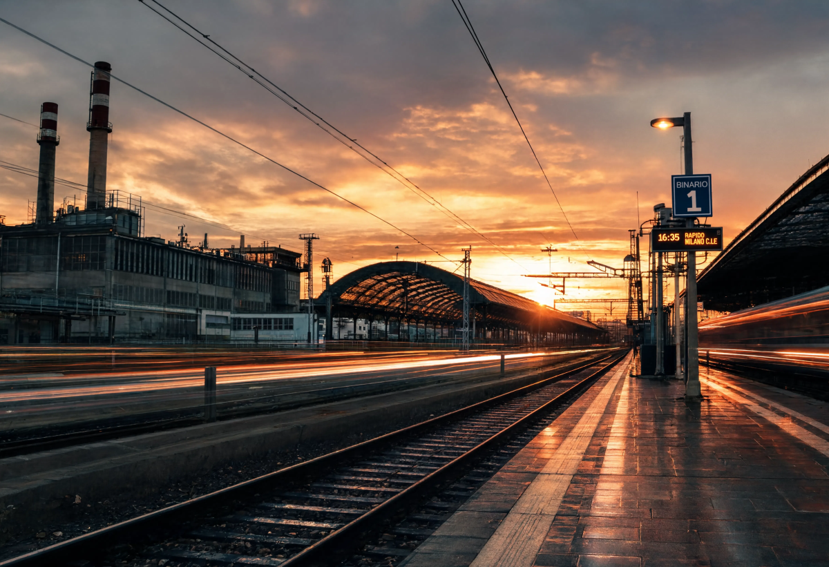 Sunset Railway Motion Blur
