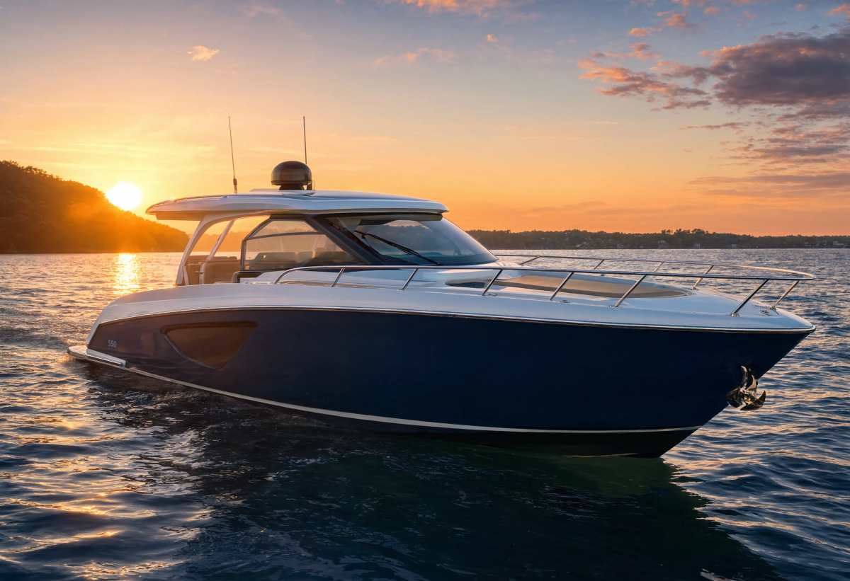 Motor Boat At Sunset