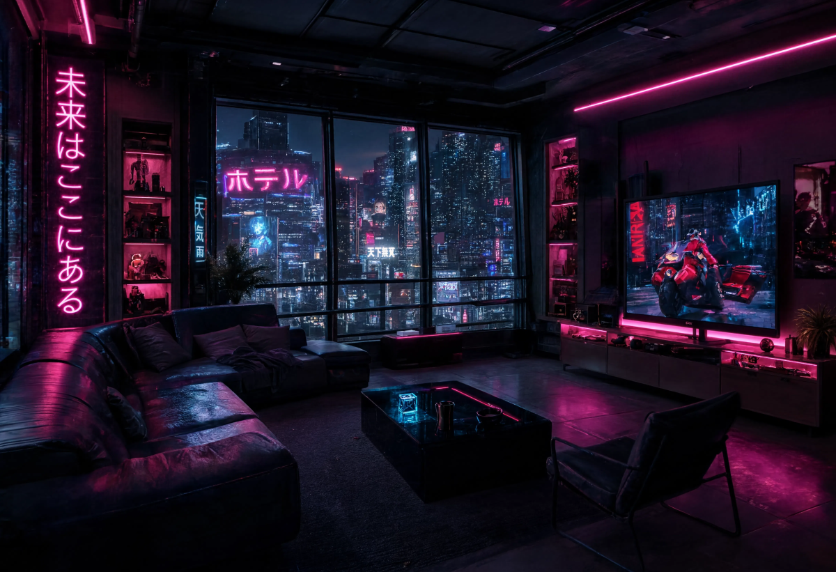Cyberpunk neon Living Room
