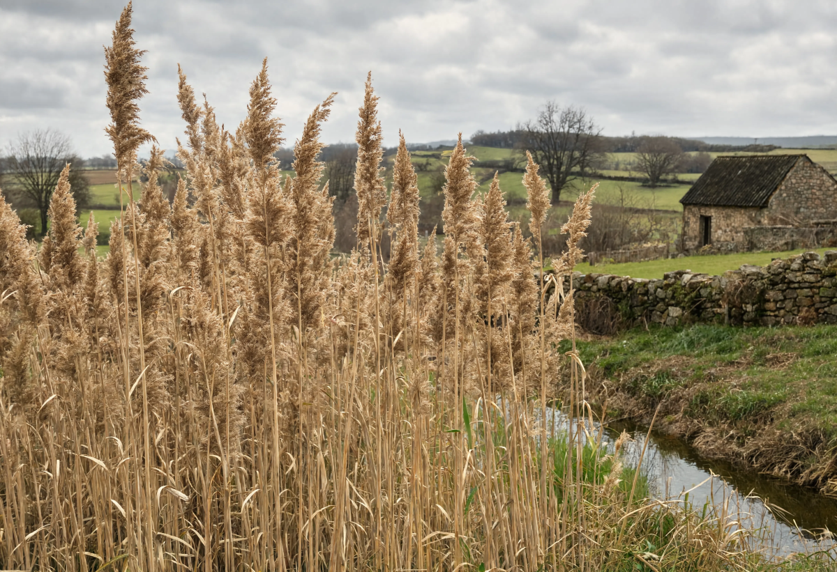 Reed Stalks In Rural England