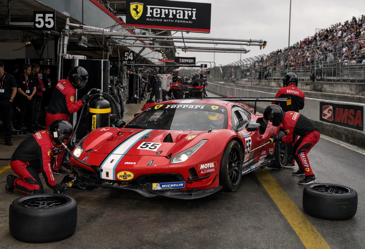 Red sports car Pit Stop