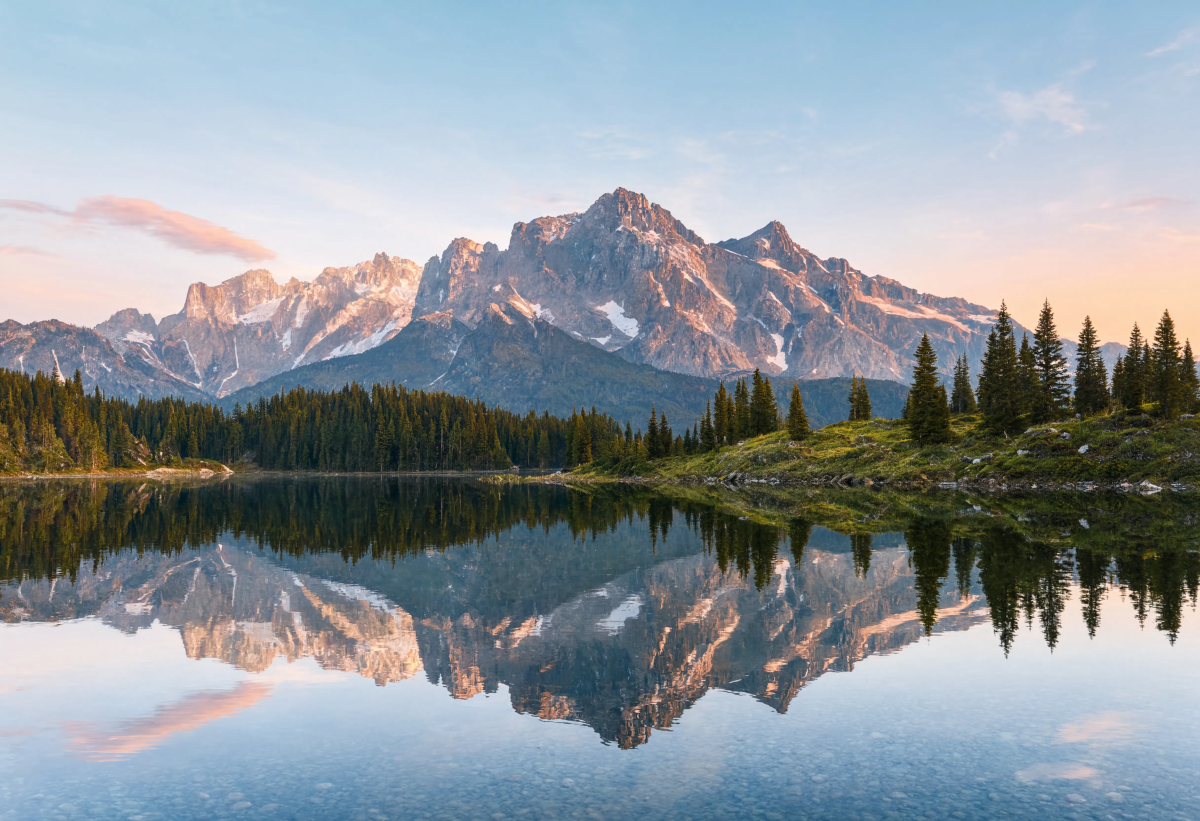 Beautiful mountains reflection