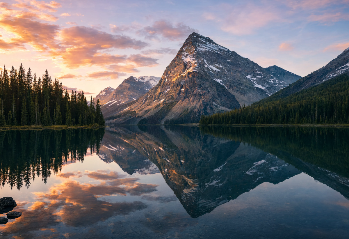 Beautiful landscape mountains reflection