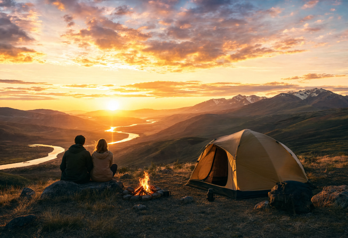 Bright camping evening