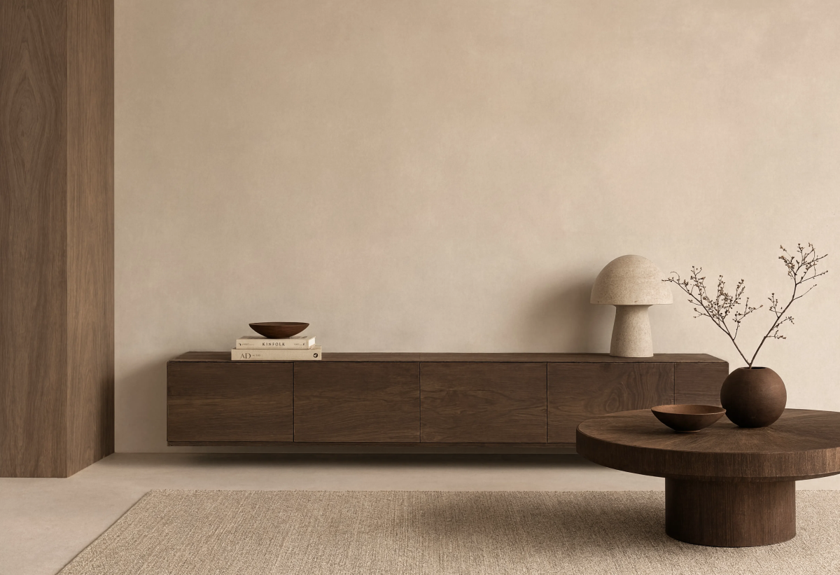 Mocha mousse wood grain interior wallpaper
