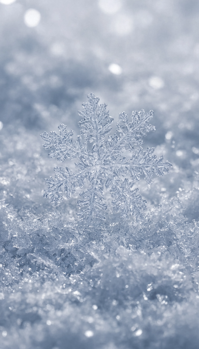 Winter landscape macro snowflake
