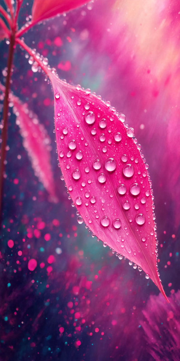 Pink dewy leaf Wallpaper