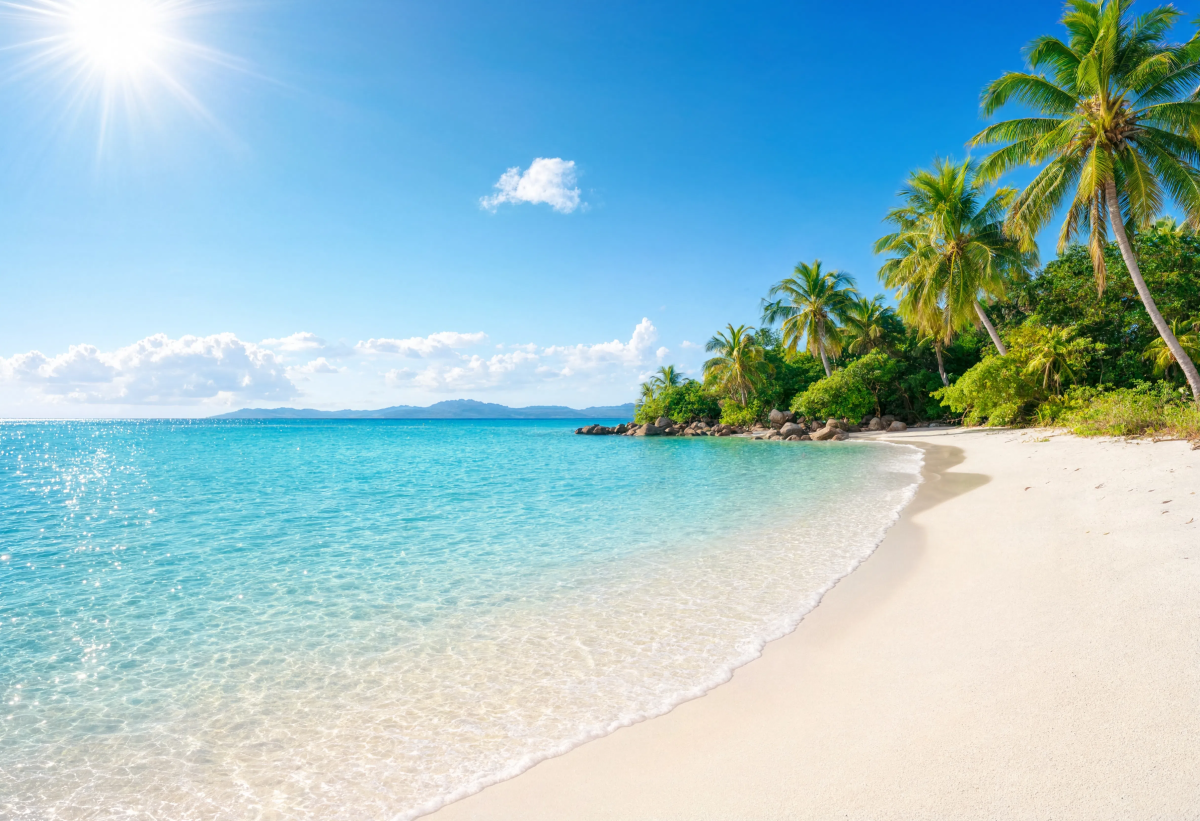 Bright beach Background Wallpaper