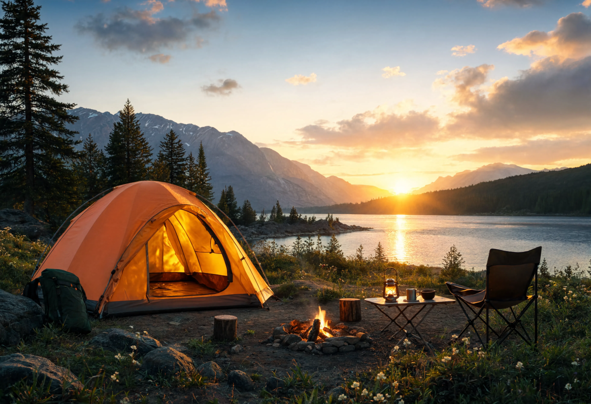 Bright camping evening