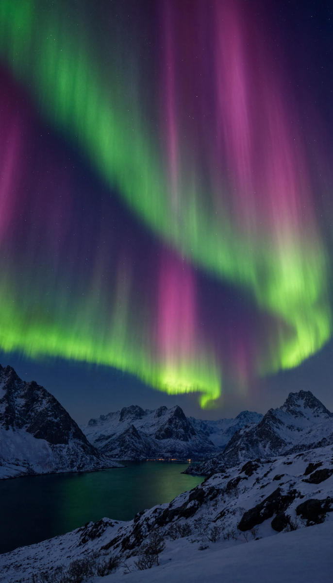 Aurora over Snowy Norway