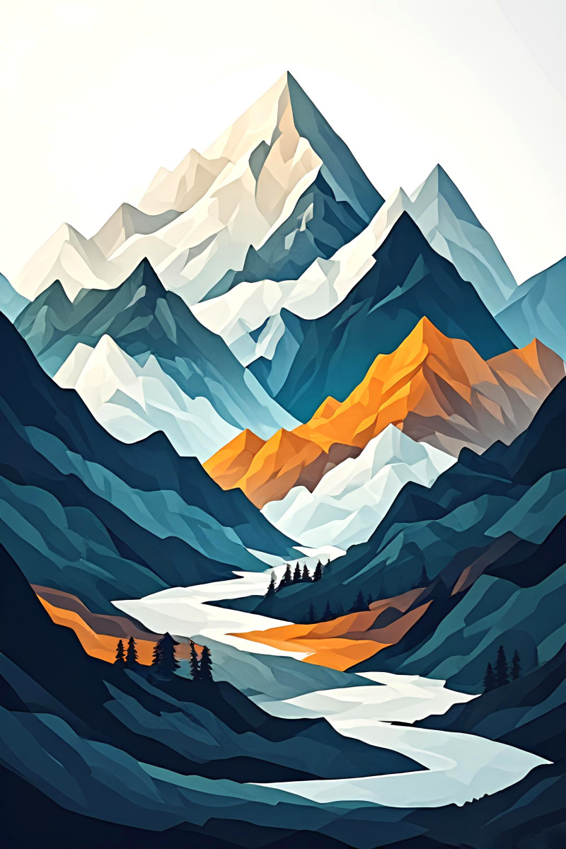 Vector colorful mountain landscape