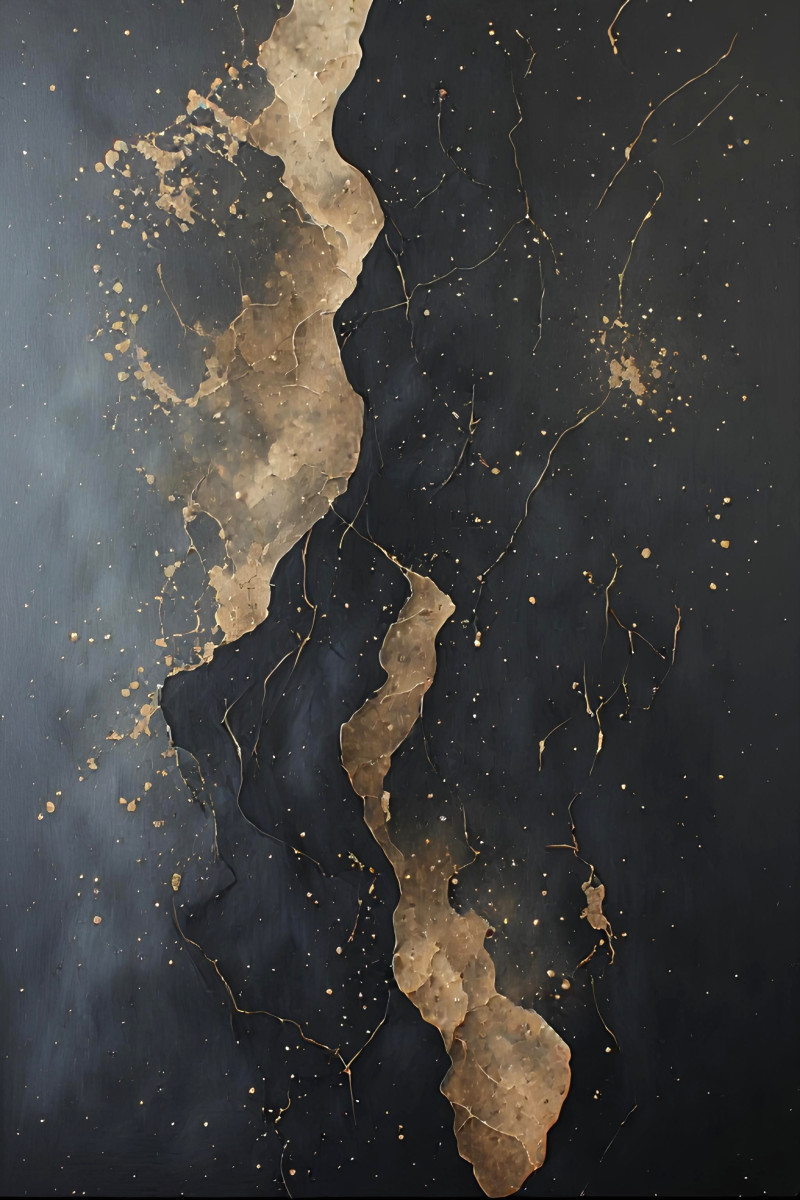 Golden cracks on marble texture wallpaper