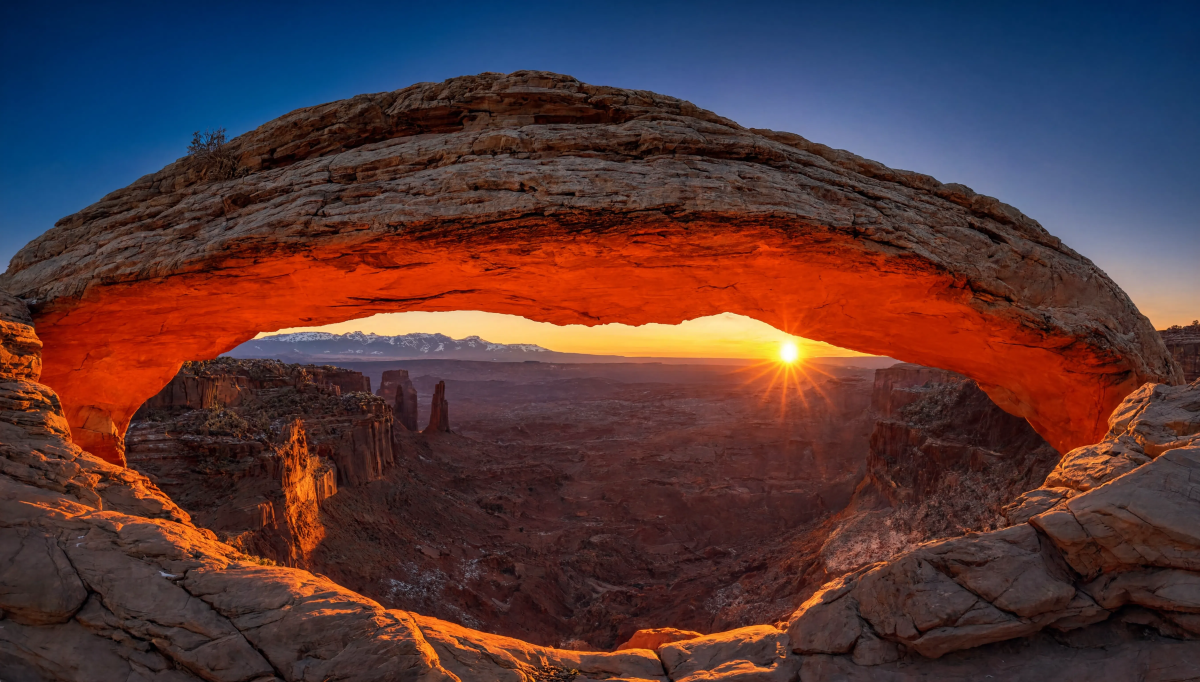 Sunrise at mesa arch in canyonlands national park near moab, Utah, USA