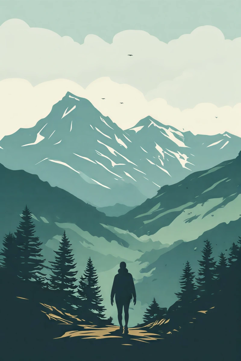 Hiking Vector Art Illustration Wallpaper
