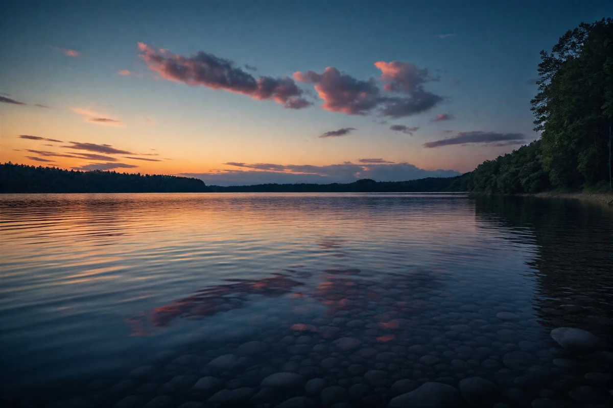 Lake Evening Clouds Reflection Wallpaper