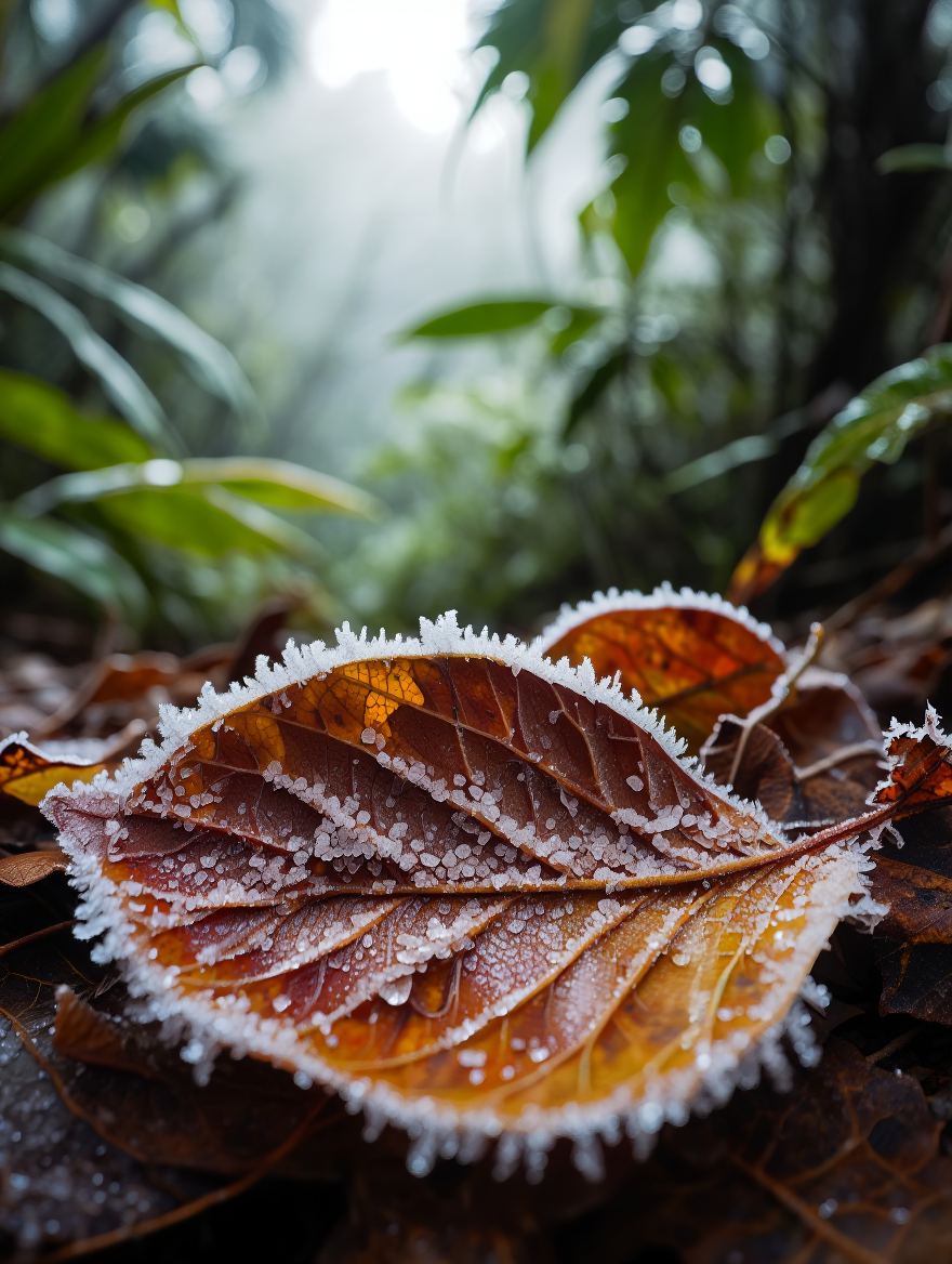 individual autumn leaves resting on a forest floor