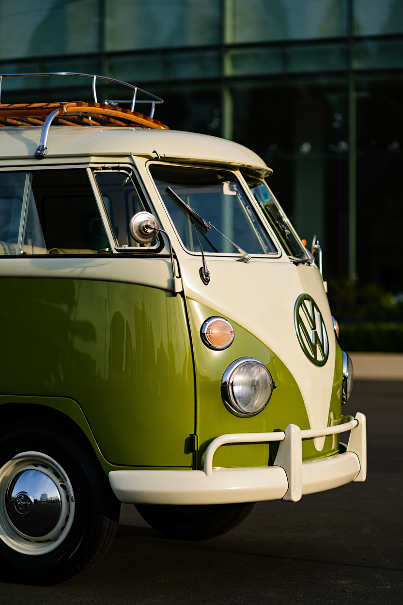 A professionally photographed classic Volkswagen Type 2 bus