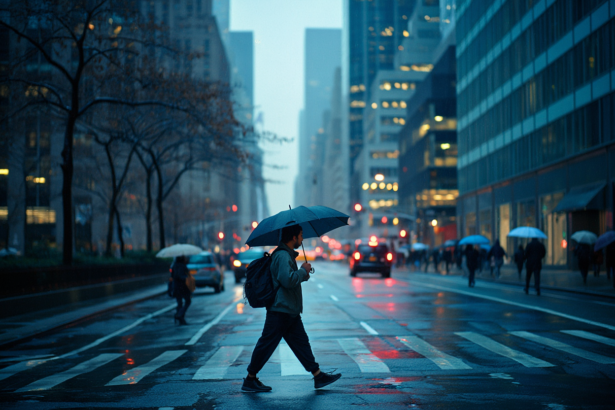 A rainy evening in Manhattan