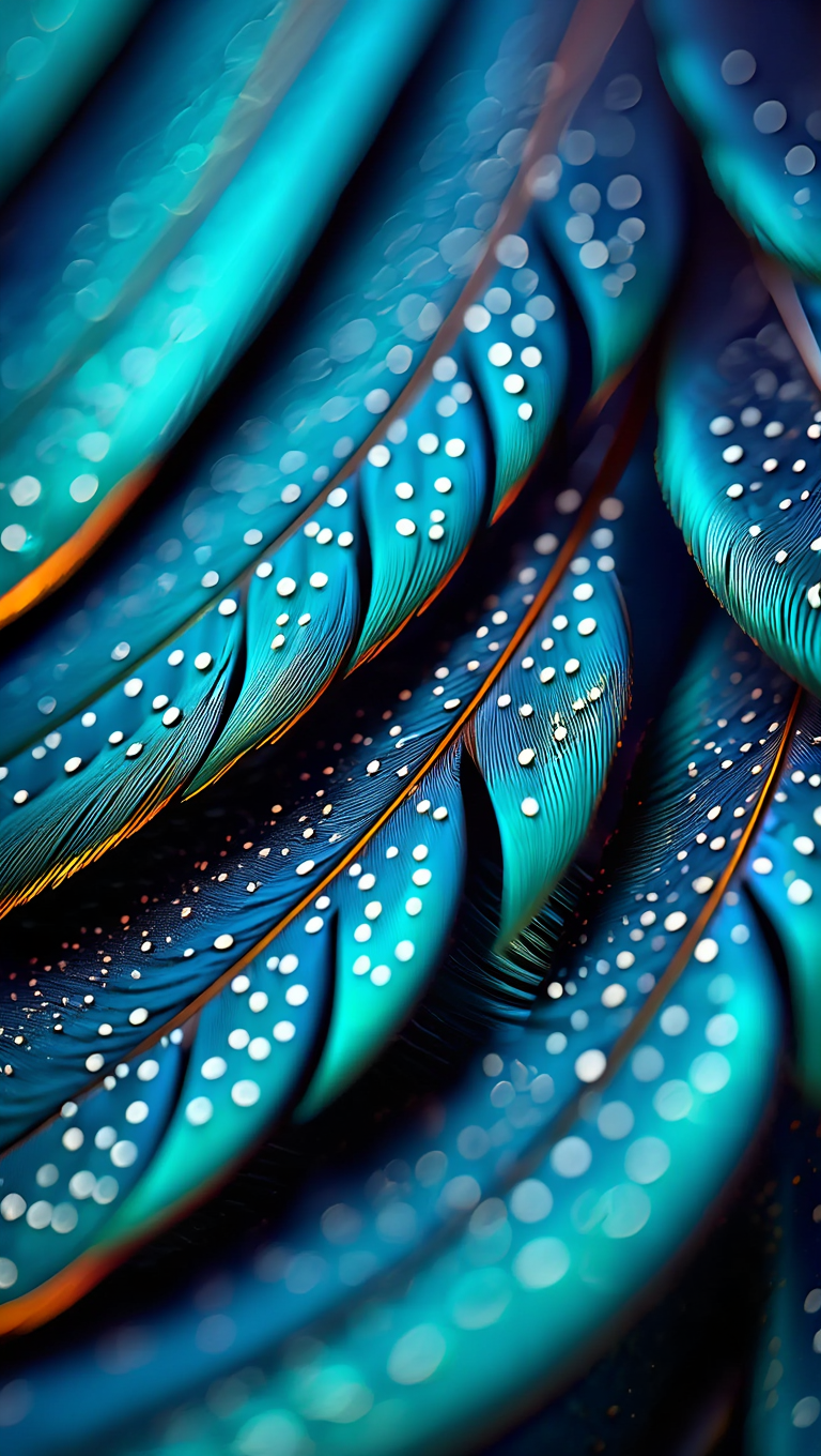 Extreme macro photography of iridescent feather