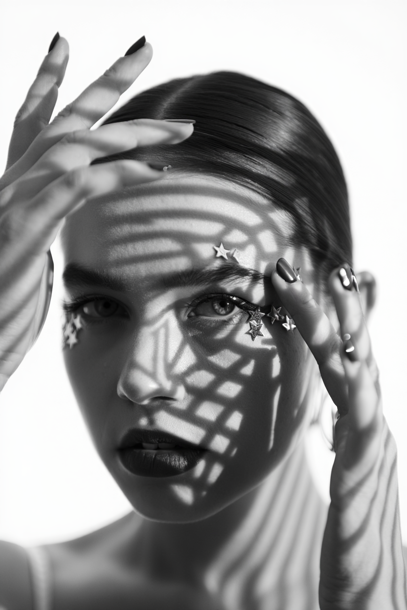 A black and white conceptual portrait photography