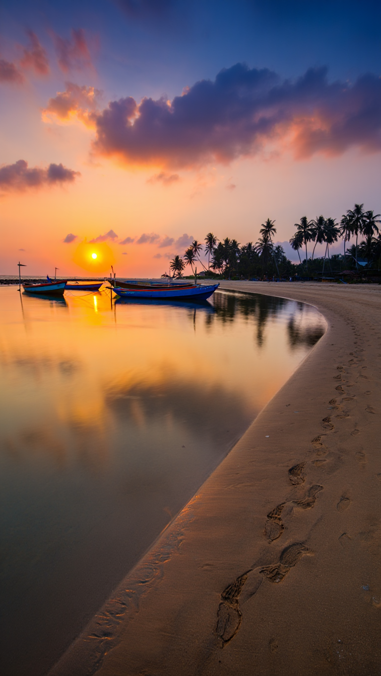 A tropical sunset scene