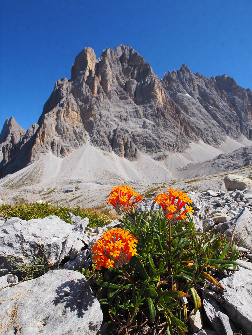 Mountain peak against a pristine blue sky