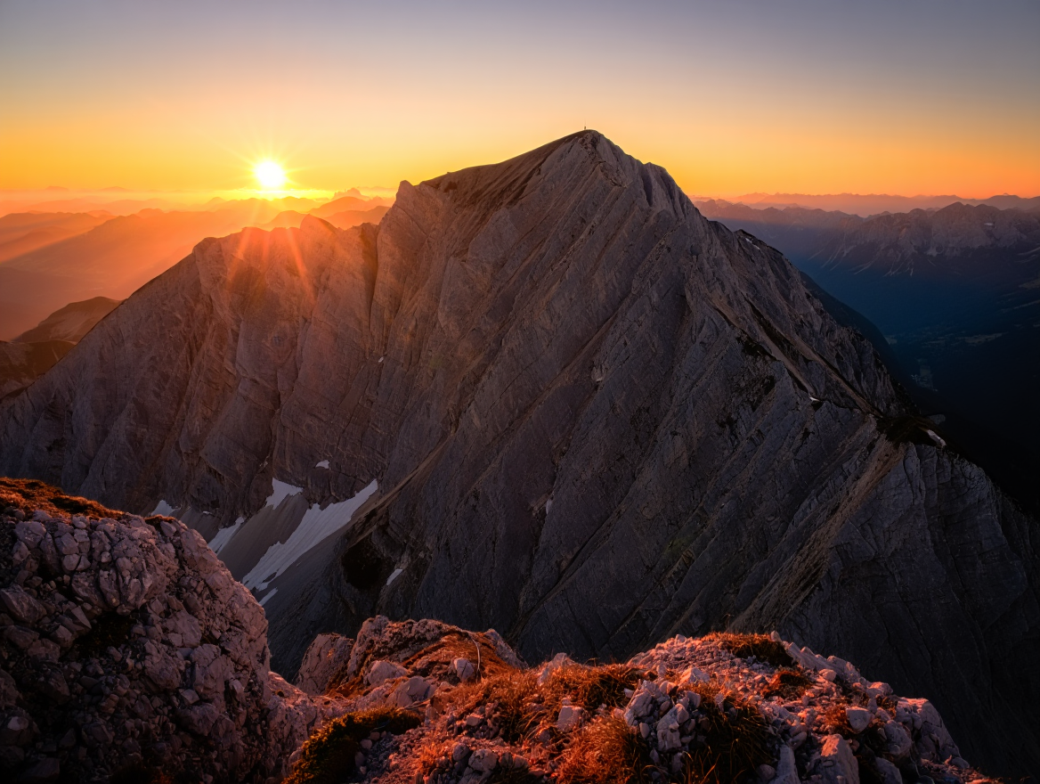 A breathtaking sunset photograph of Mount Triglav, the highest peak in Slovenia's Julian Alps