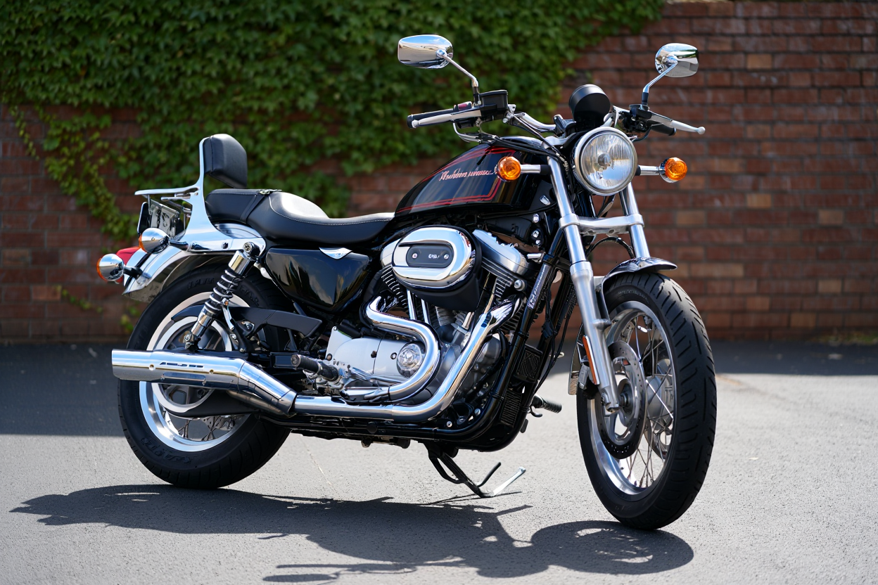 A glossy black motorcycle