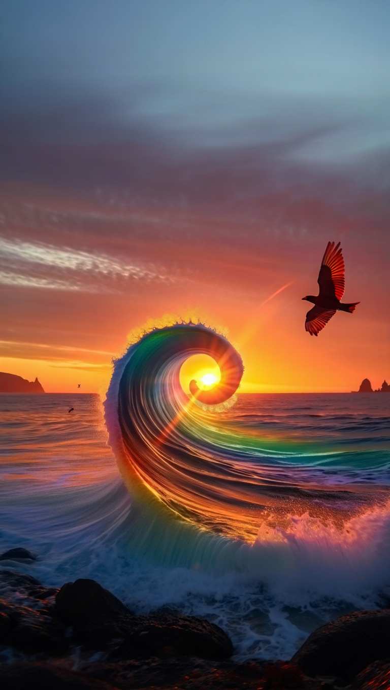 A surreal coastal scene