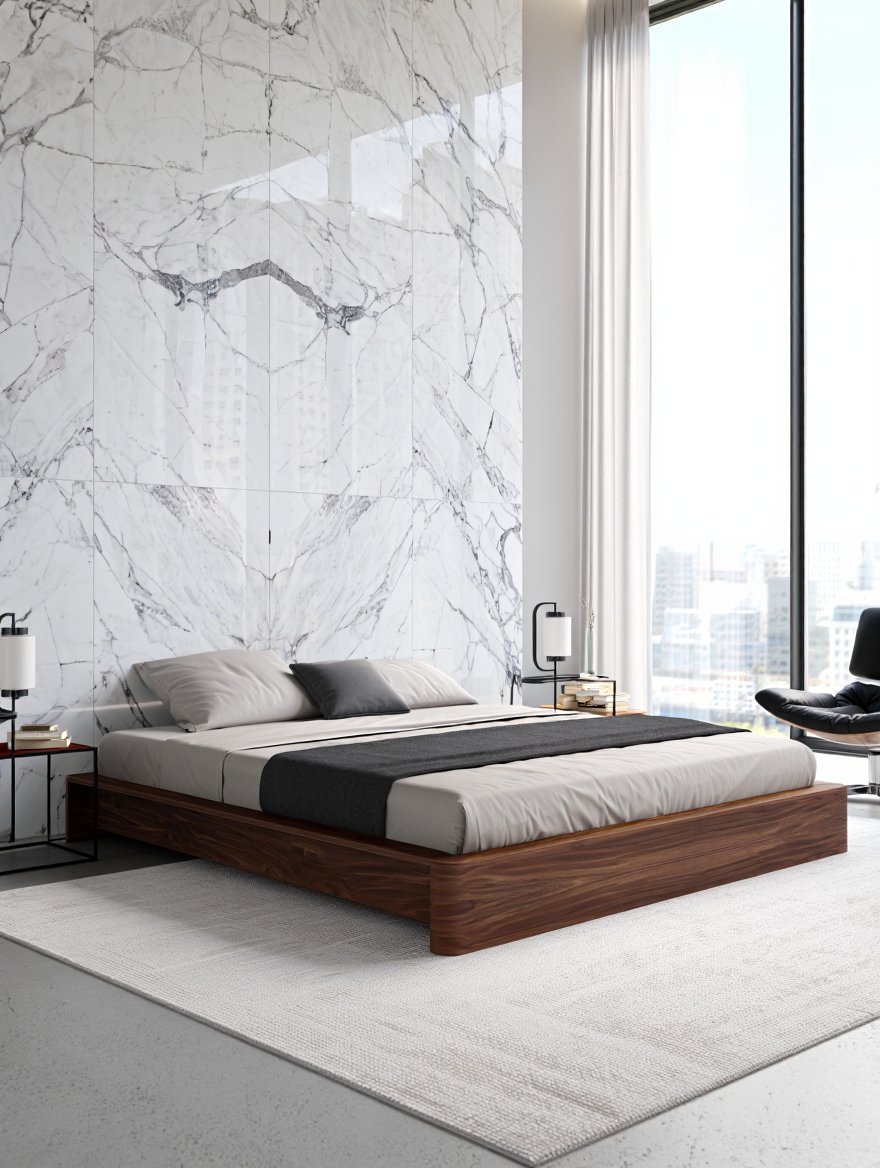 Modern minimalist bedroom interior