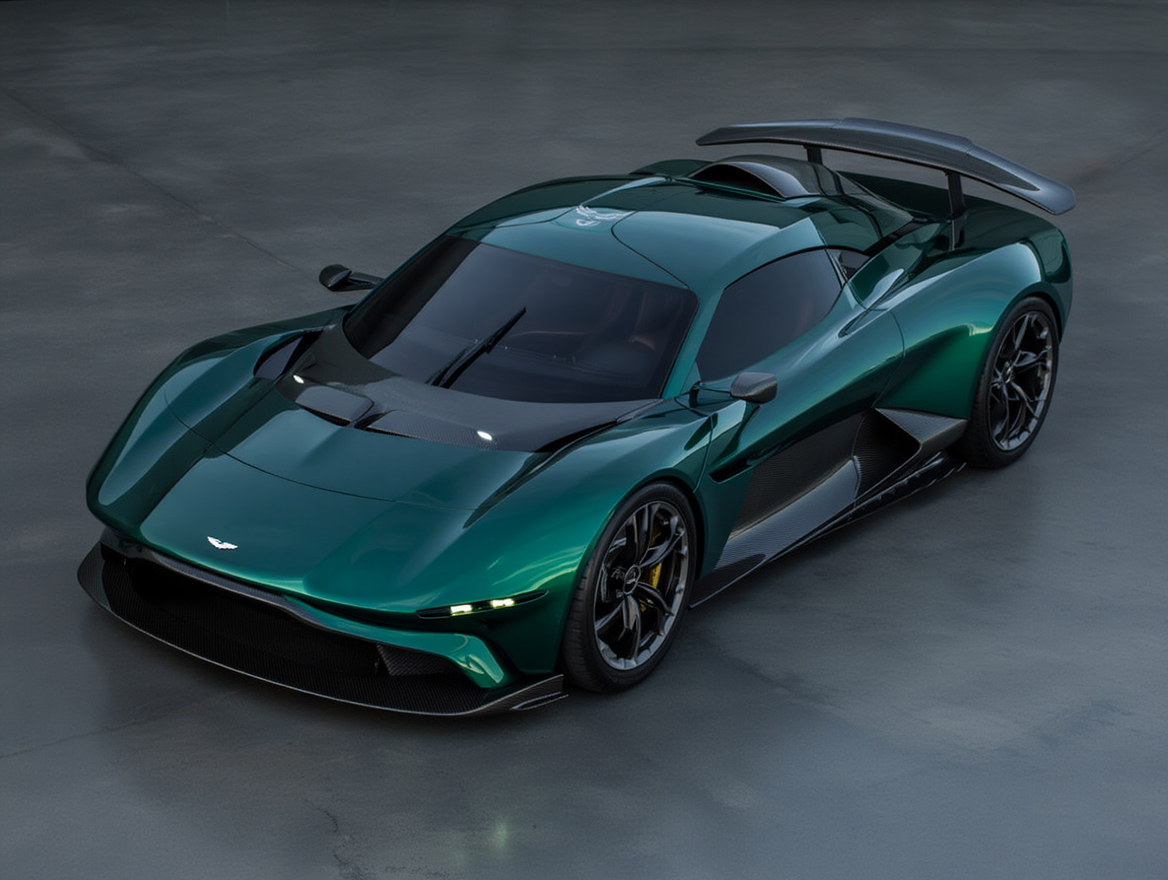 Dark green Aston Martin Valhalla sports car
