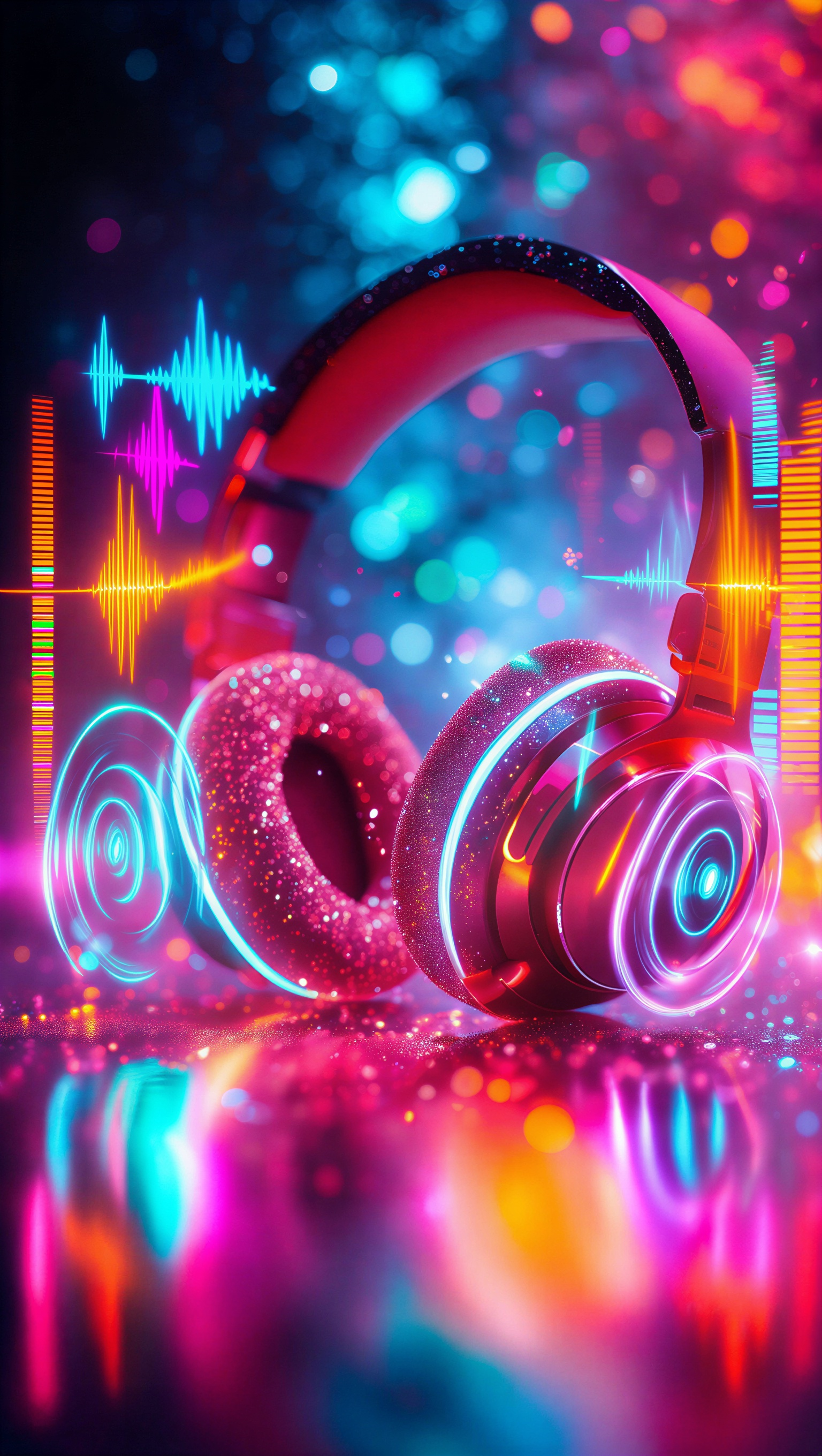 Neon Headphones Wallpaper